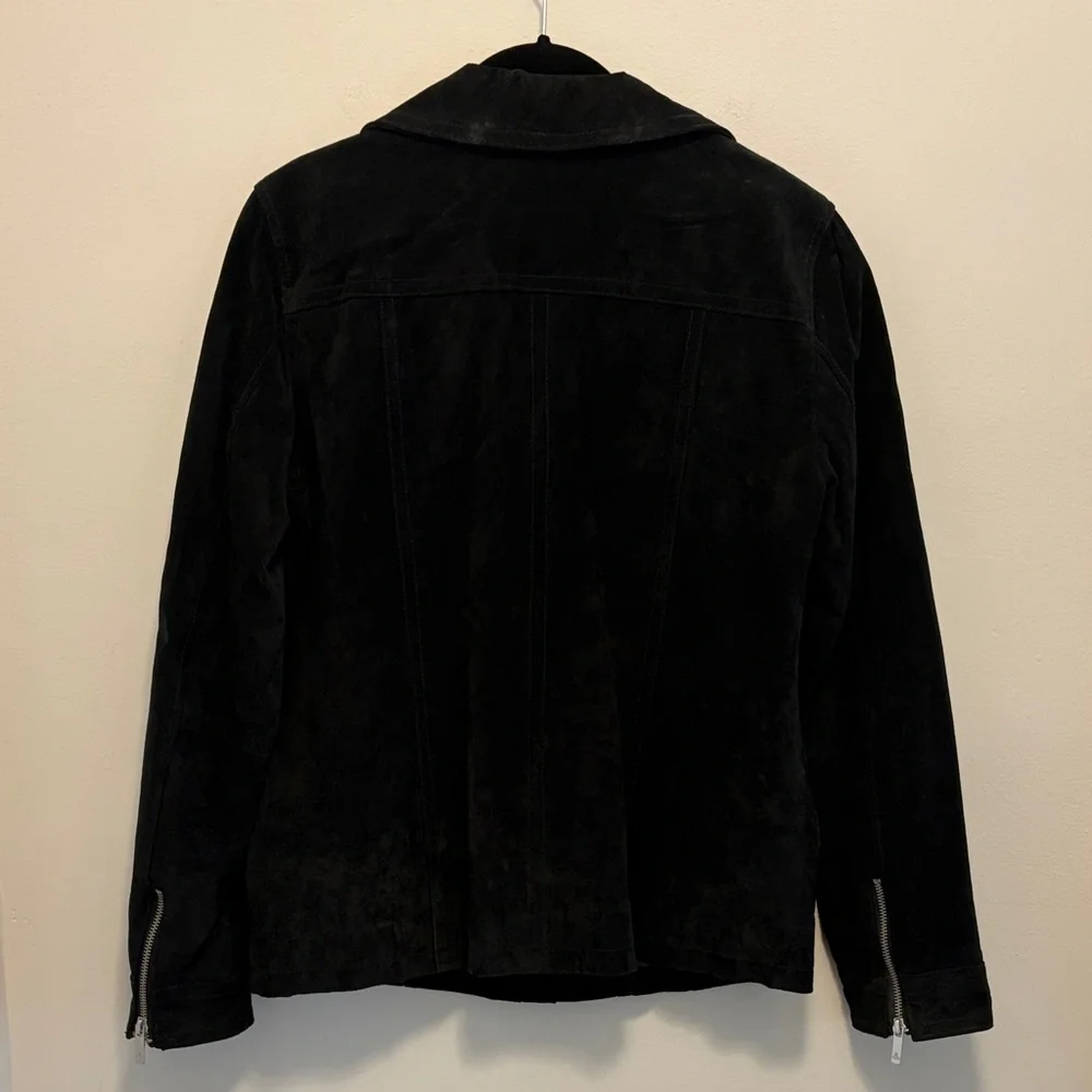 Dennis Basso Black Leather Jacket with Silver Details - Picture 5 of 7